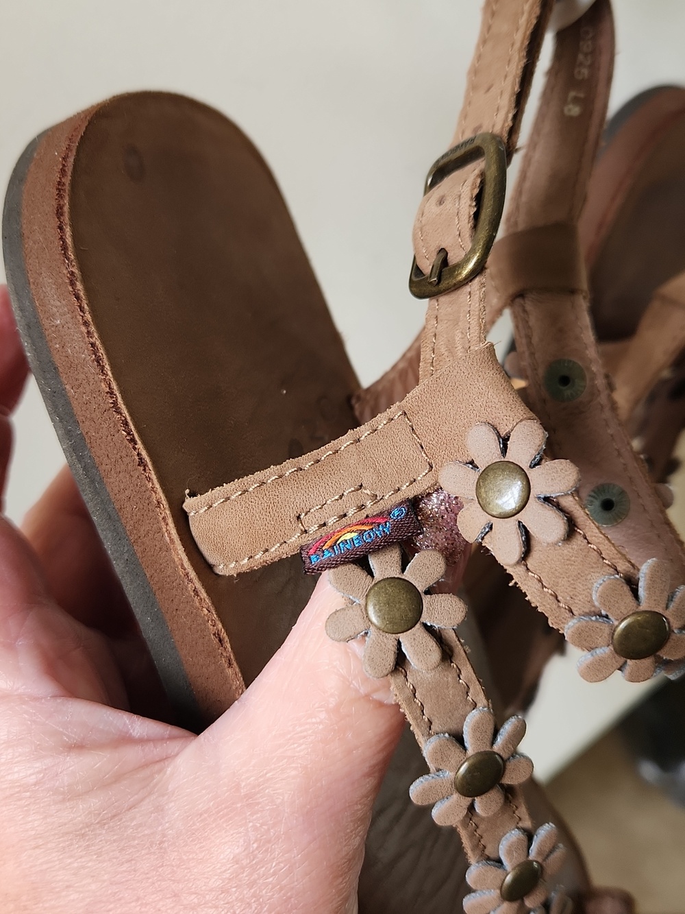 Rainbow Brown Floral Sandals sz 8 BOHO - Picture 4 of 16